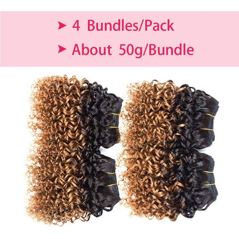 Jinhongze Kinky Curly Bundles Human Hair 8 inch Curly Human hair 4 Bundles 1B/30# Afro weave bundles Brazilian Virgin Human Hair 50 Gram/Bundle (8 8 8 8, 1B 30#) - Image 2